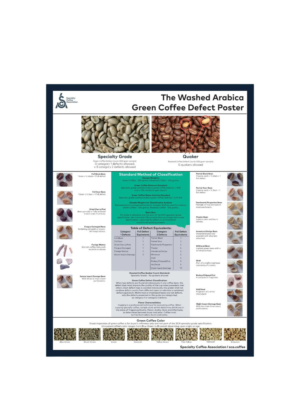 Photo of SCA Washed Arabica Green Coffee Defect Poster ( Default Title ) [ SCA ] [ Posters ]