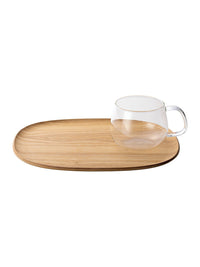 Photo of KINTO UNITEA Cup and Willow Tray (265x215mm/10.6x8.6in) ( Willow ) [ KINTO ] [ Tea Glasses ]