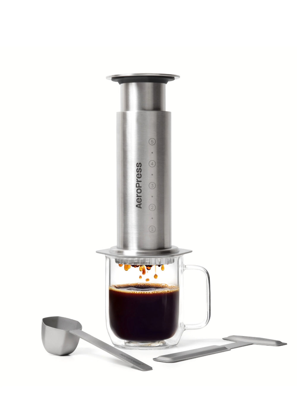 Photo of AeroPress Steel Coffee Maker ( Silver Single Unit ) [ AeroPress ] [ Press Brewers ]