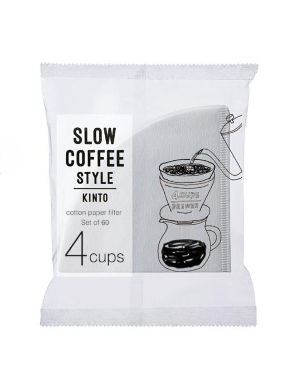 Photo of KINTO SLOW COFFEE STYLE Cotton Paper Filter (4-Cup) (60-Pack) ( White ) [ KINTO ] [ Paper Filters ]