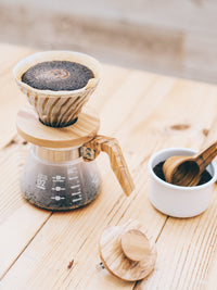 Photo of HARIO V60-02 Glass Dripper (Olive Wood) ( ) [ HARIO ] [ Pourover Brewers ]