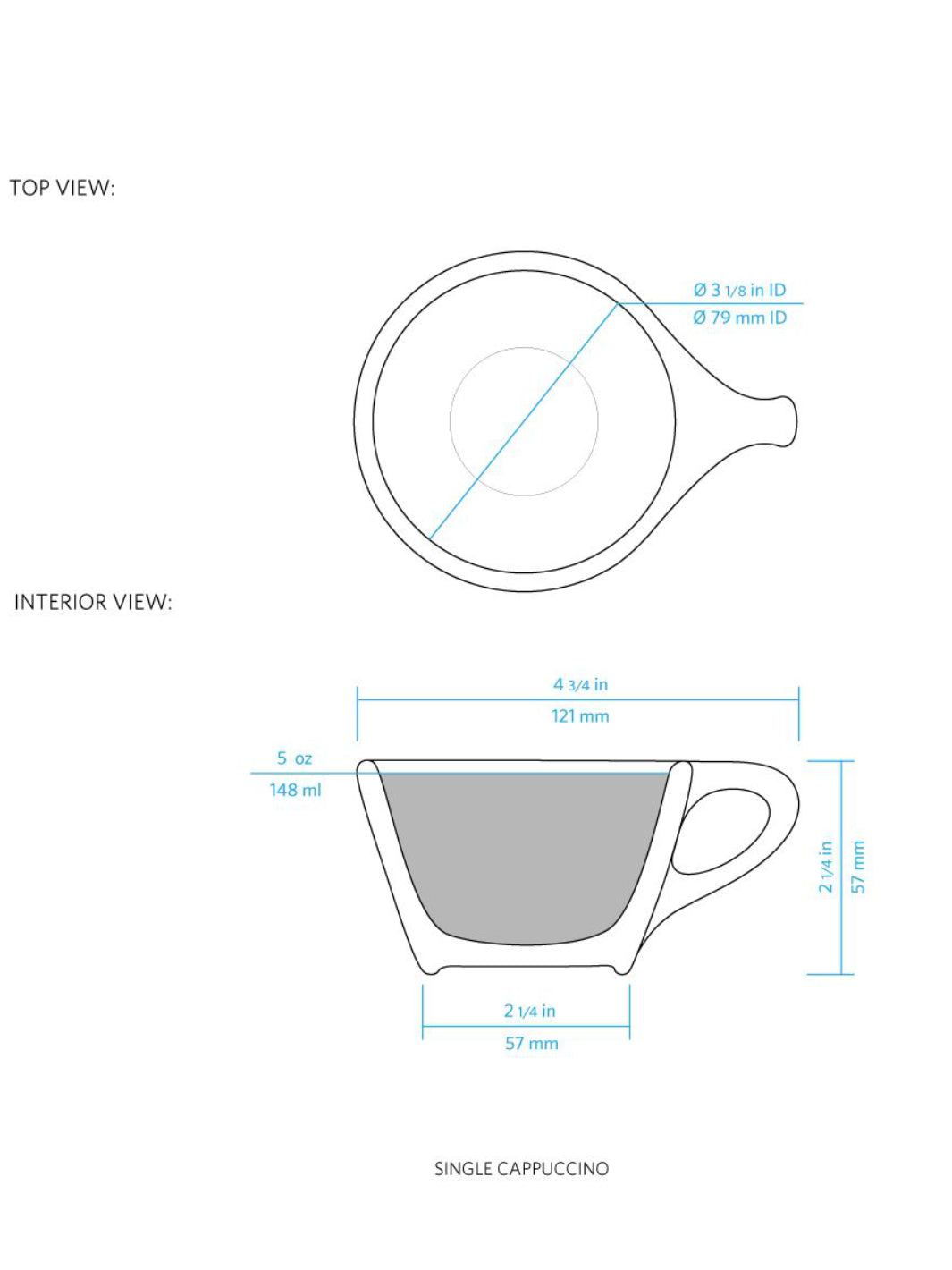 notNeutral LINO Single Cappuccino Cup & Saucer (5oz/148ml)